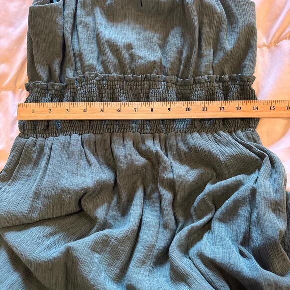 ANTHROPOLOGIE | Boinda Plisse Smocked Waist Wide Leg Jumpsuit-Teal size large - Picture 7 of 10